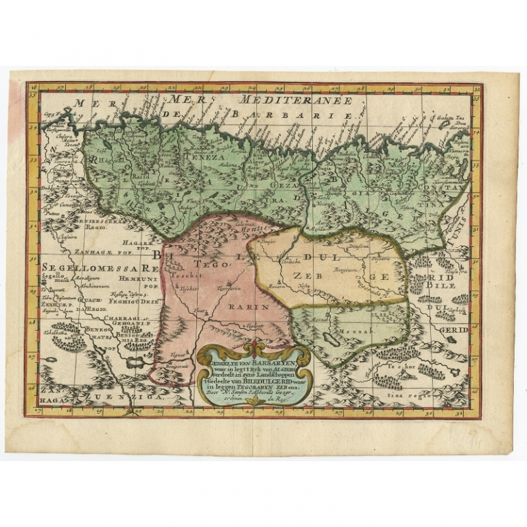 Antique Map of Barbary and Biledulgerid by Sanson (1705)
