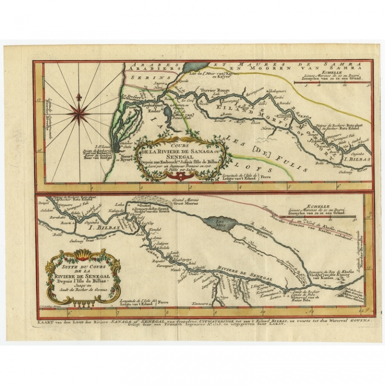 Antique Map of the Sanaga River by Van Schley (1747)