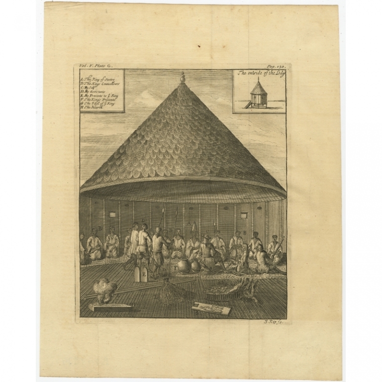 Antique Print of the Court of the King of Sestro by Kip (1744)