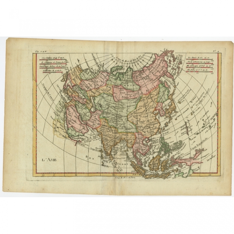 Antique Map of Asia by Bonne (c.1780)