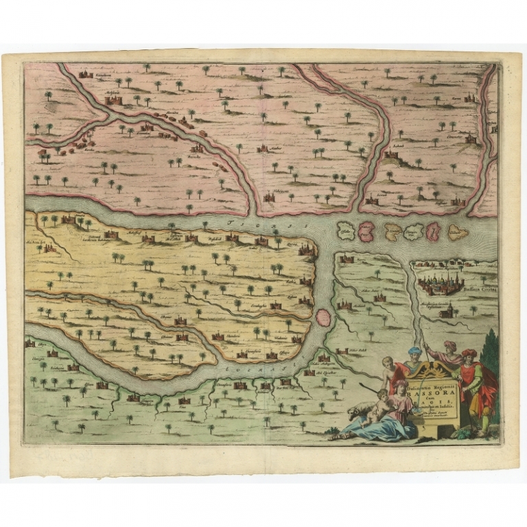 Antique Map of the Bassora Region in Iraq by Dapper (1680)