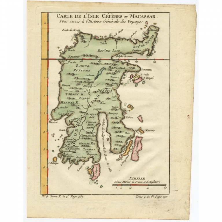 Antique Map of Celebes (Sulawesi) by Bellin (c.1750)