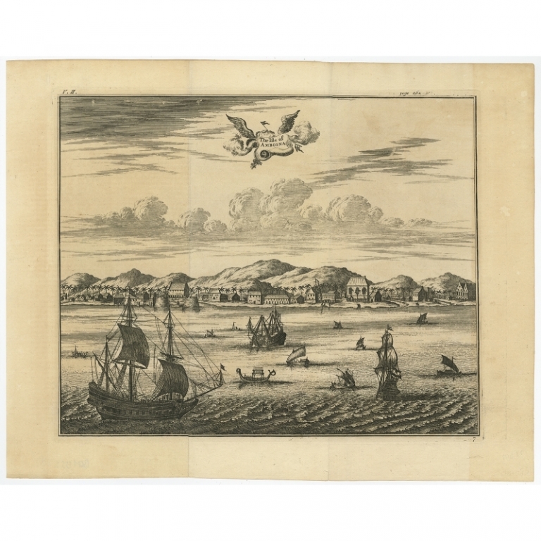 Antique Print of Ambon Island by Churchill (1744)