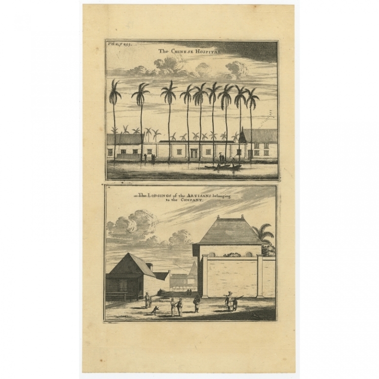 Antique Print of the Chinese Hospital in Batavia by Nieuhof (1744)