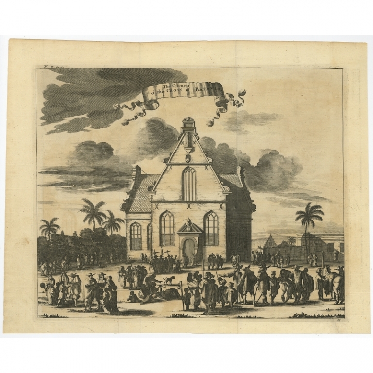 Antique Print of the Church of the Cross in Batavia by Nieuhof (1744)