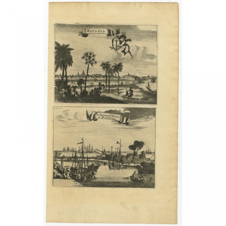 Antique Print of the Harbour of Batavia by Nieuhof (1744)