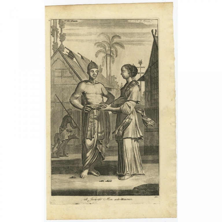 Antique Print of a Man and Woman from Java by Nieuhof (1744)