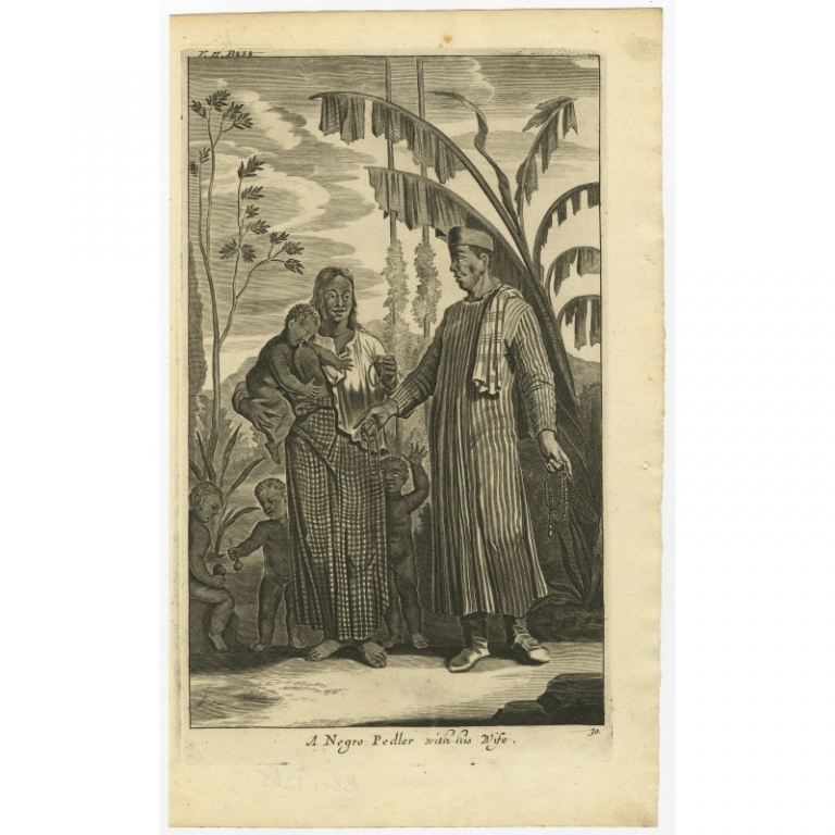 Antique Print of a Peddler and his Wife by Nieuhof (1744)