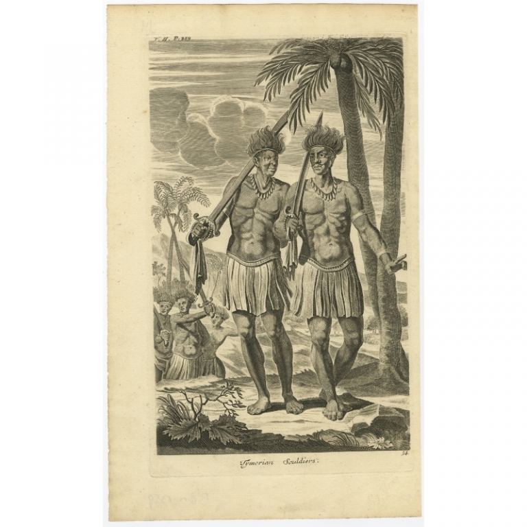 Antique Print of Soldiers from Timor by Nieuhof (1744)