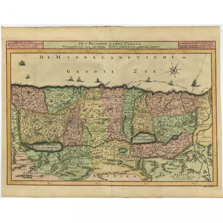 Antique Map of the Holy Land by Schut (1710)