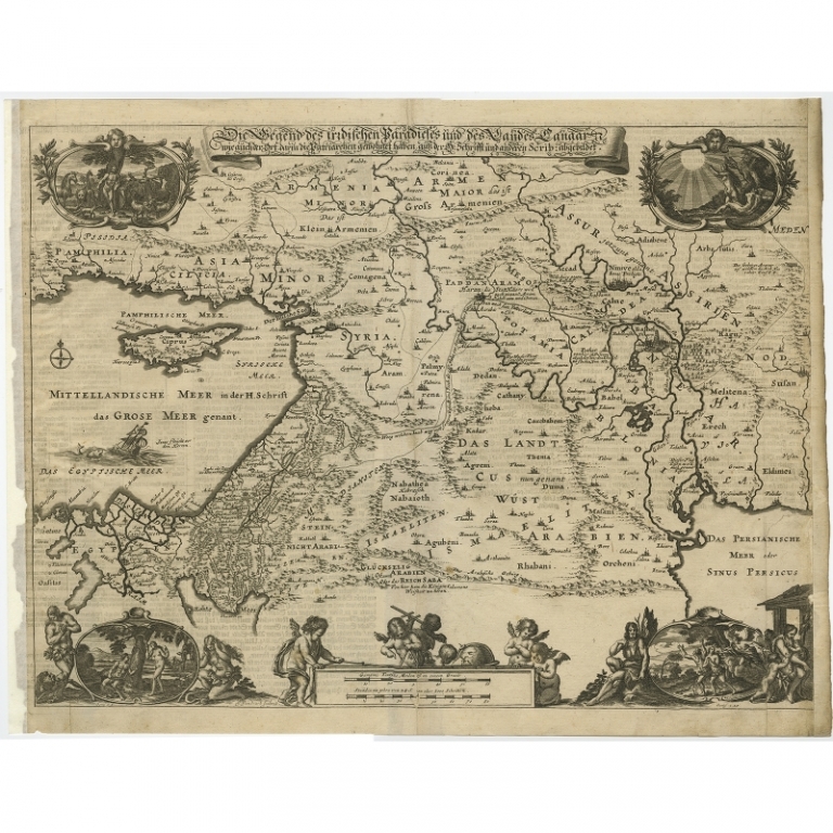 Antique Map of the Middle East by Von Sandrart (1708)