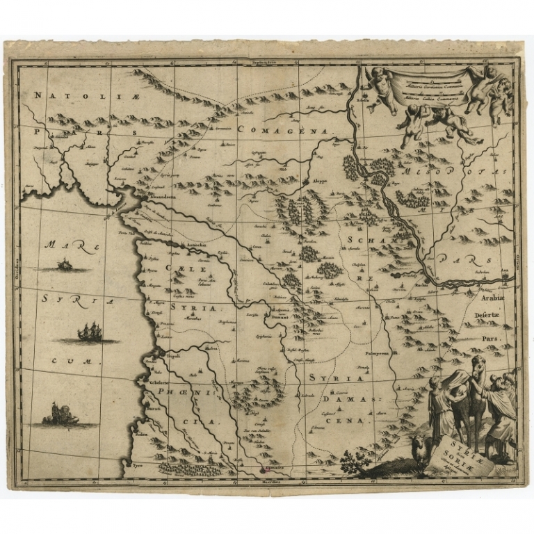 Antique Map of Syria and Lebanon by De Bruyn (1698)
