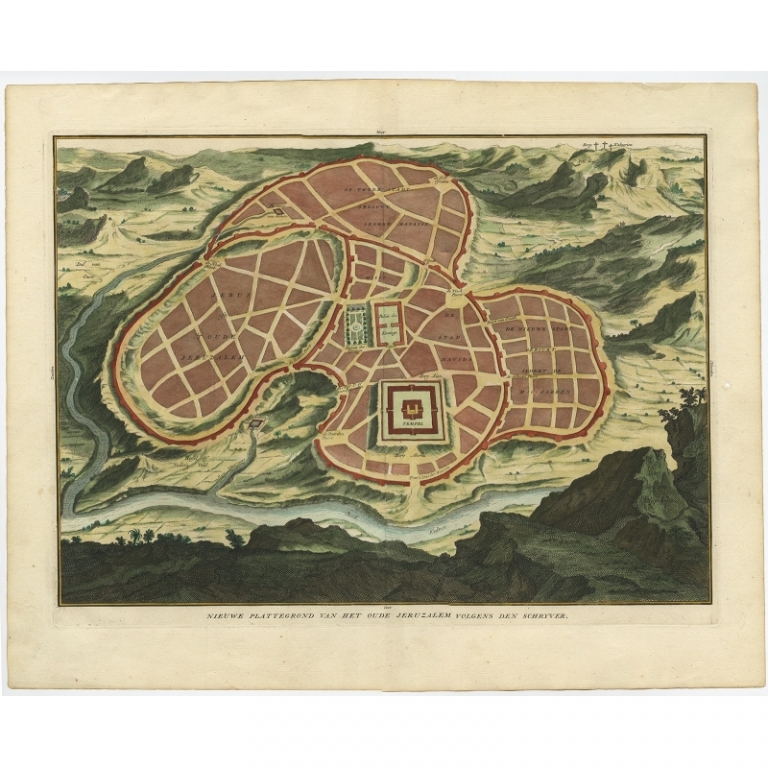 Antique Map of Jerusalem by Calmet (c.1725)