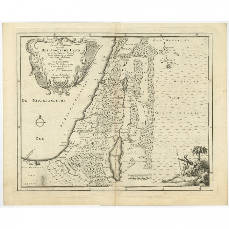 Antique Map of the Jewish Land by Lindeman (1761)