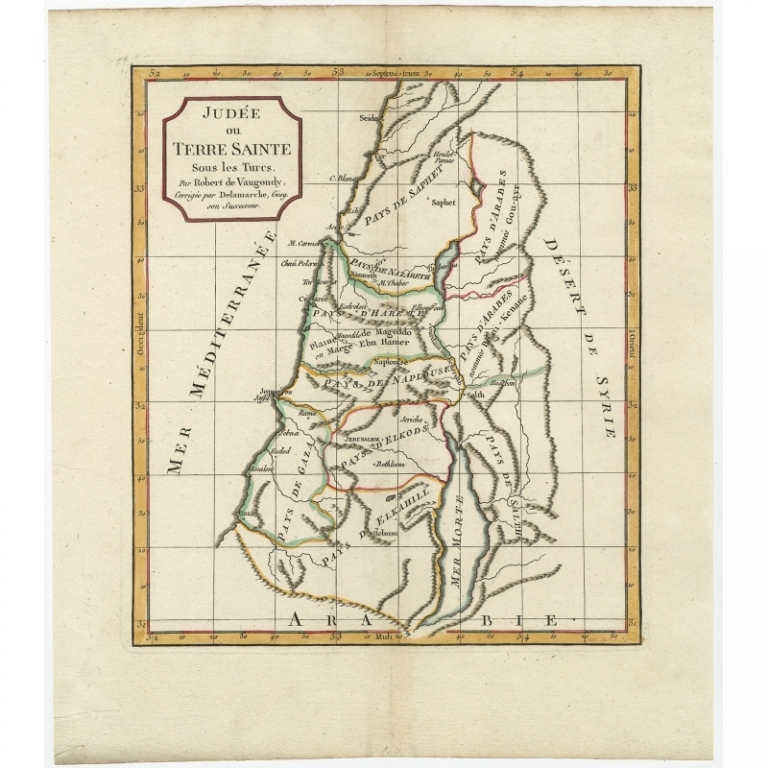 Antique Map of the Holy Land by Delamarche (1806)