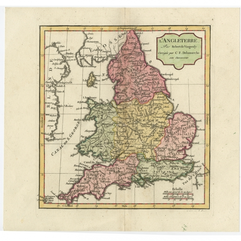 Antique Map of England by Vaugondy (1806)