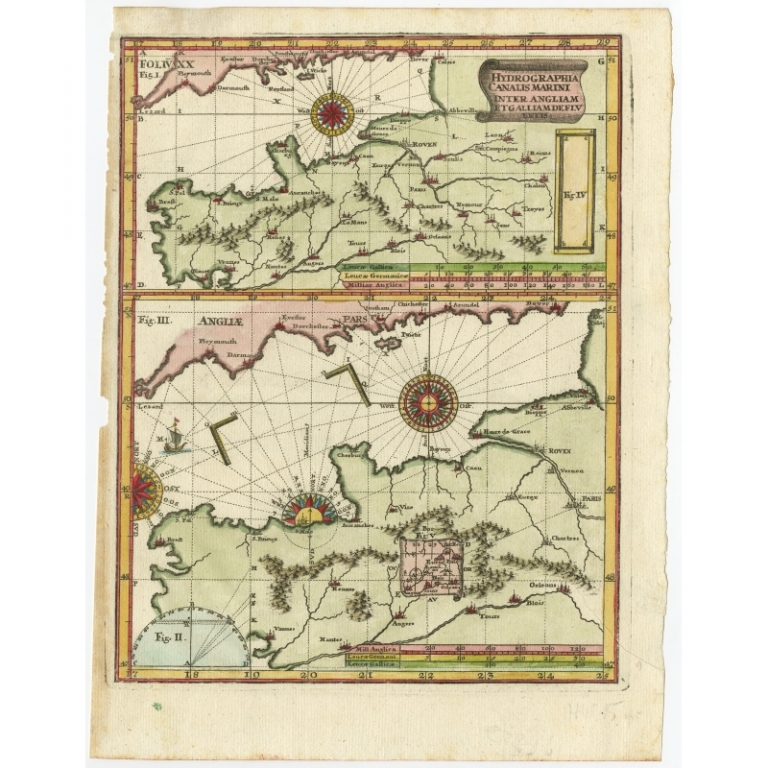 Antique Map of the English Channel by Scherer (c.1700)