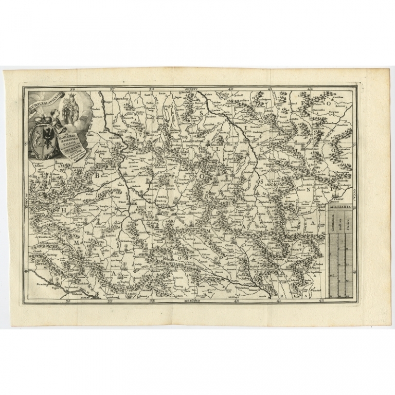 Antique Map of Bohemia, Moravia and Silesia by Scherer (1699)