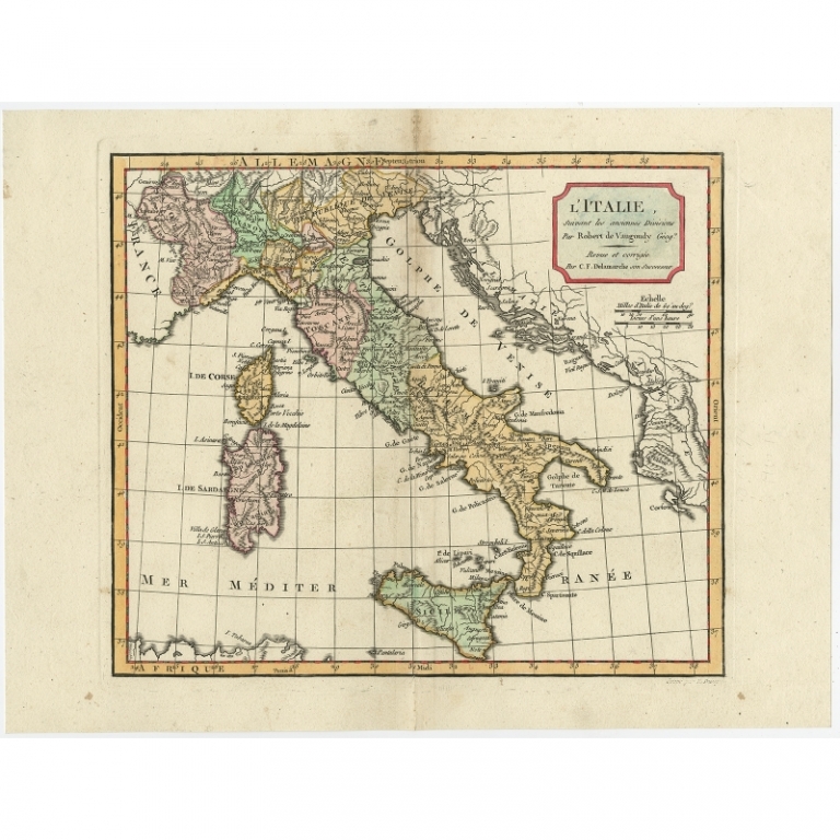 Antique Map of Italy by Delamarche (1806)
