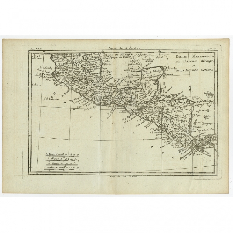 Antique Map of Mexico by Bonne (c.1780)