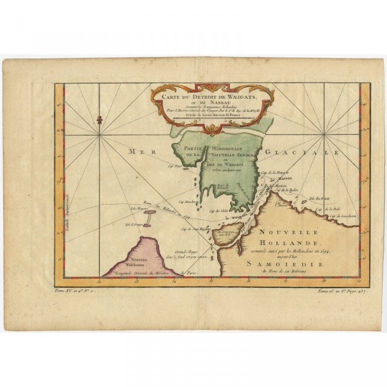 Antique Map of Novaya Zemlya and the Russian Mainland by Bellin (1758)