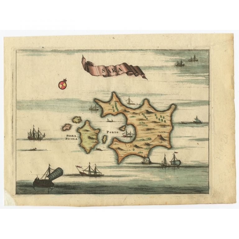Antique Map of the Island of Psara by Dapper (1688)