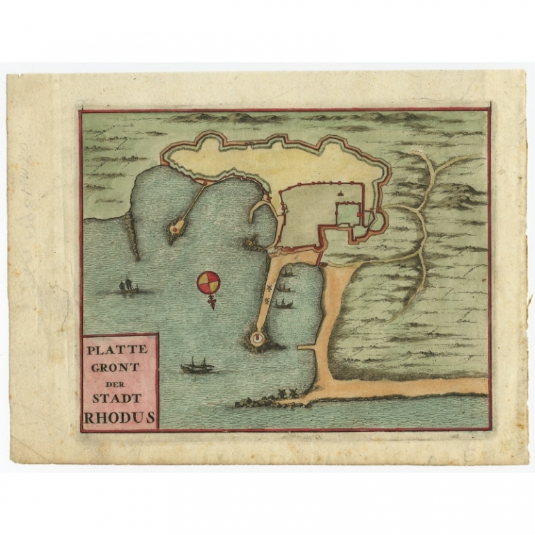 Antique Plan of Rhodes by Dapper (1688)