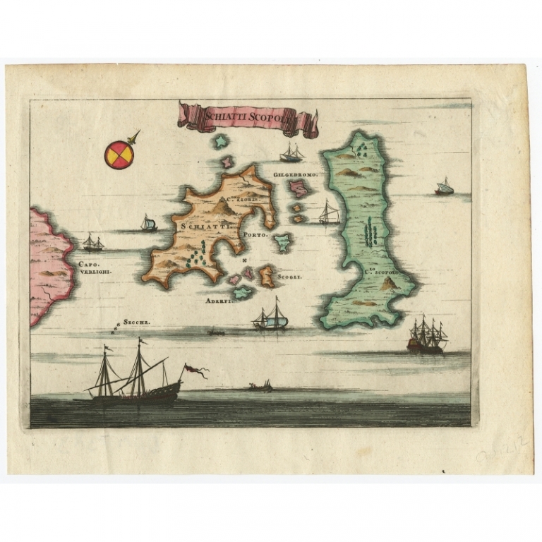 Antique Map of the Islands of Schiatti and Scopoli by Dapper (1687)