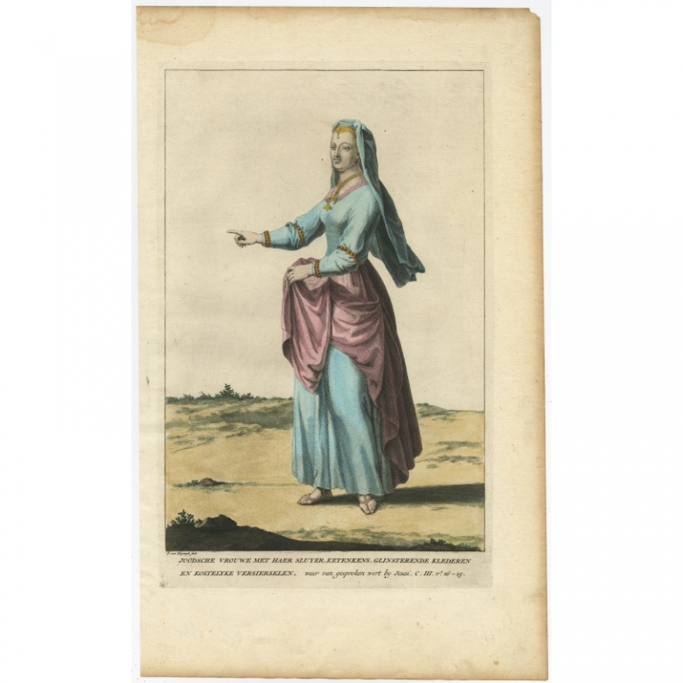 Antique Print of a Jewish Woman by Van Bleyswyk (c.1725)