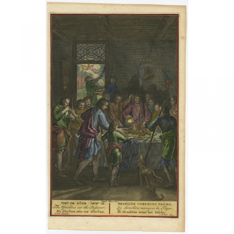 Antique Print of the Passover Ceremony of the Jews by De Later (c.1725)
