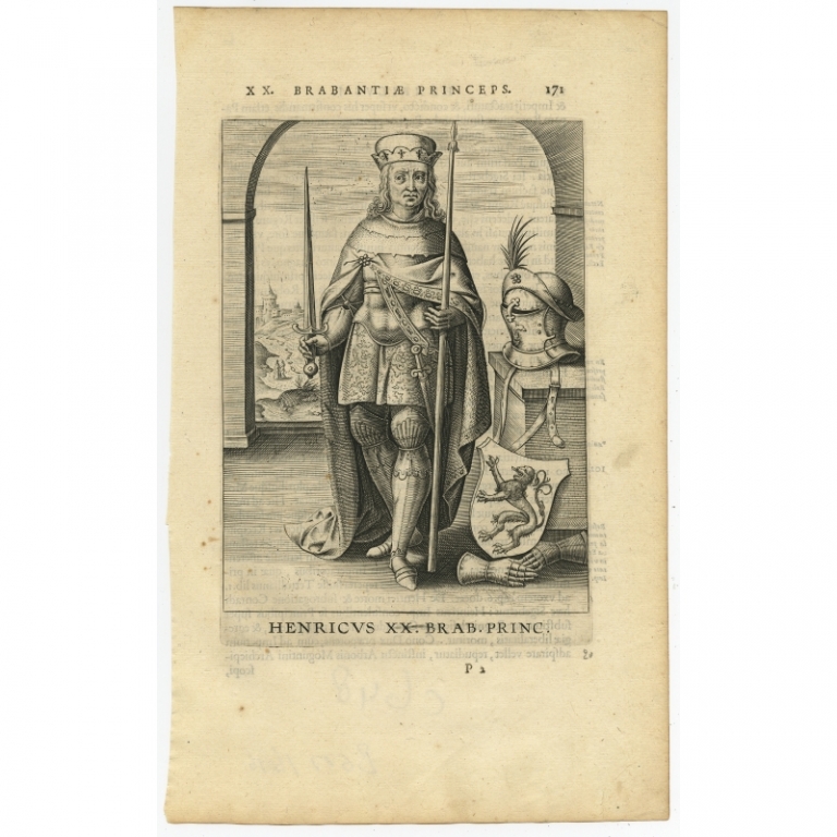 Antique Portrait of Henry I of Brabant by Collaert (c.1620)