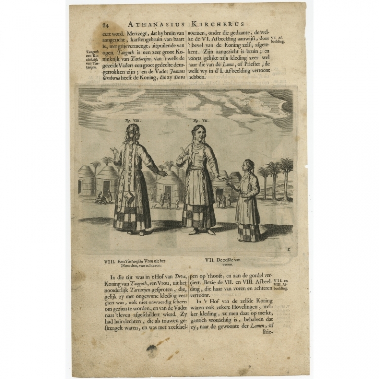 Antique Print of a Woman from Tartary by Kircher (c.1660)
