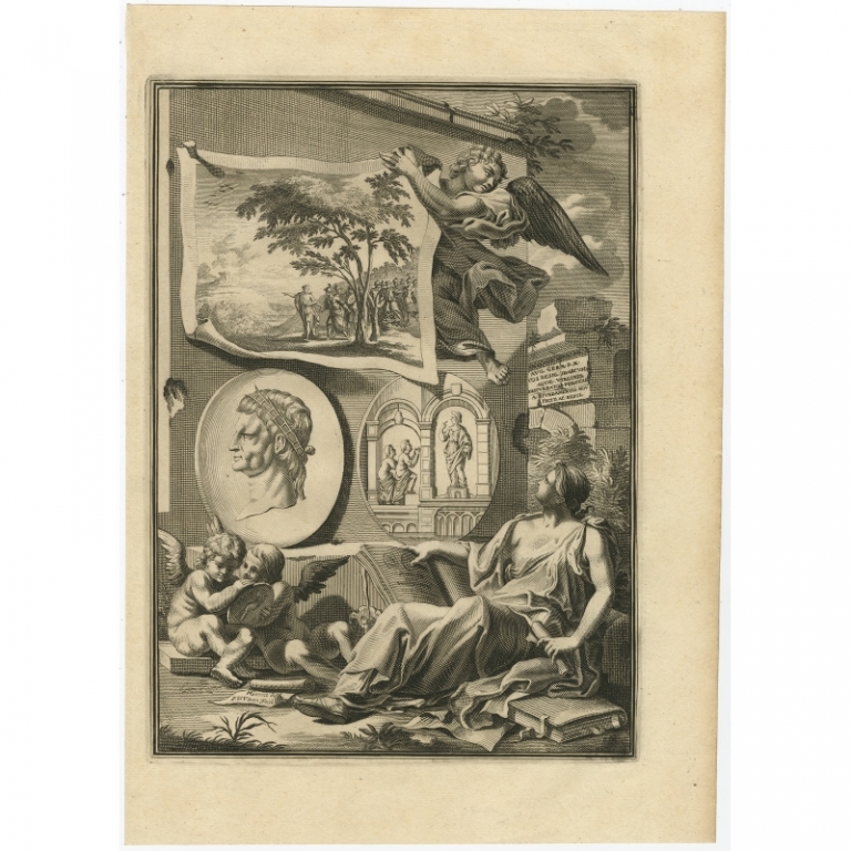 Antique Print of an allegory with Roman images by Van Vianen (1704)