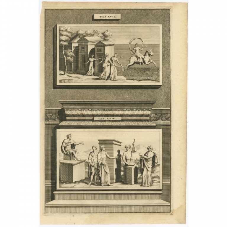 Antique Print with two ancient Roman images (1704)