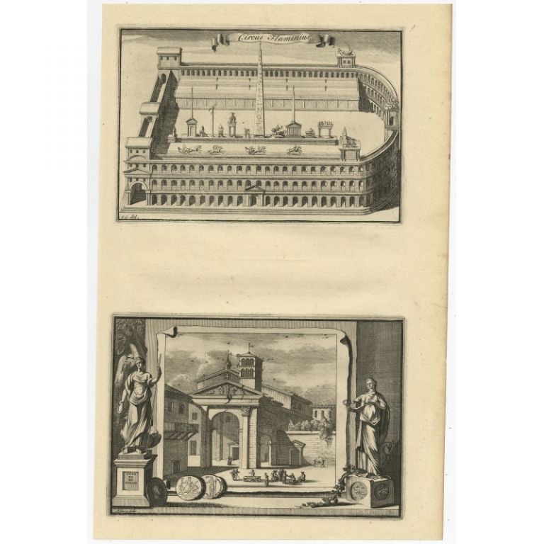 Antique Print of Circus Flaminius (1704)