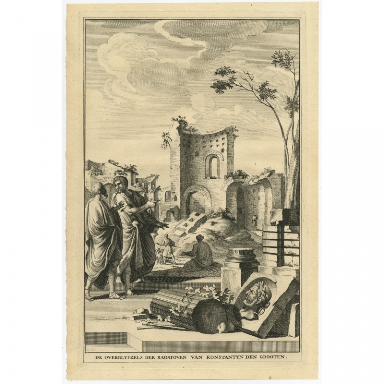 Antique Print of Constantine I the Great's baths in Rome (1704)