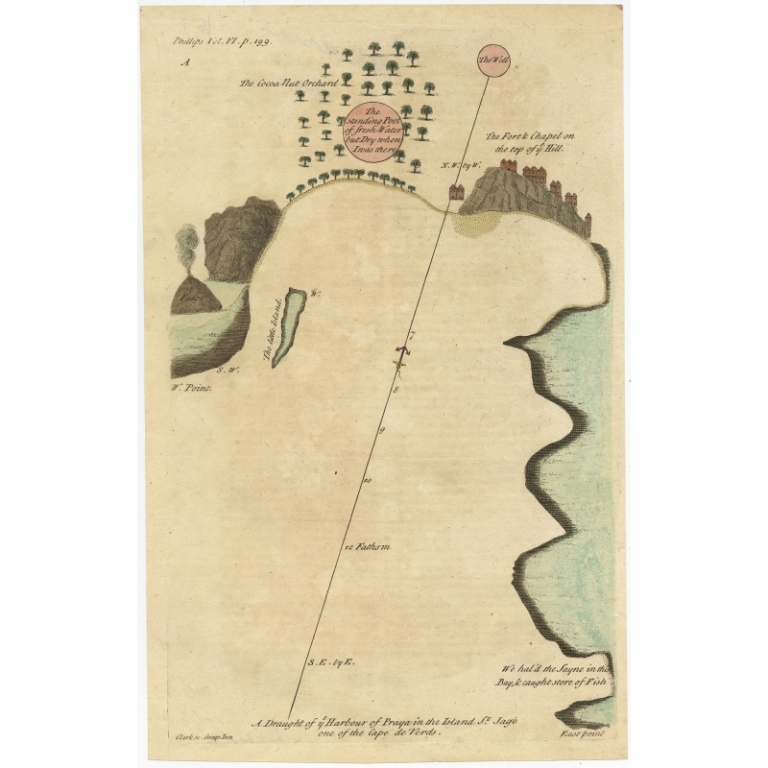 Antique Map of the Harbour of Praia by Clark (c.1750)