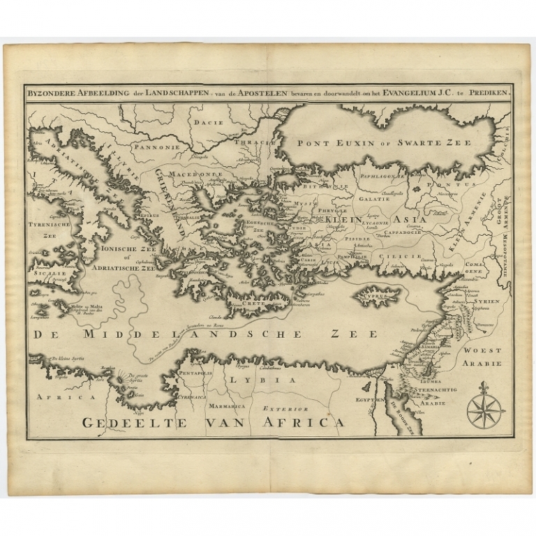 Antique Map of the Mediterranean by Calmet (1725)