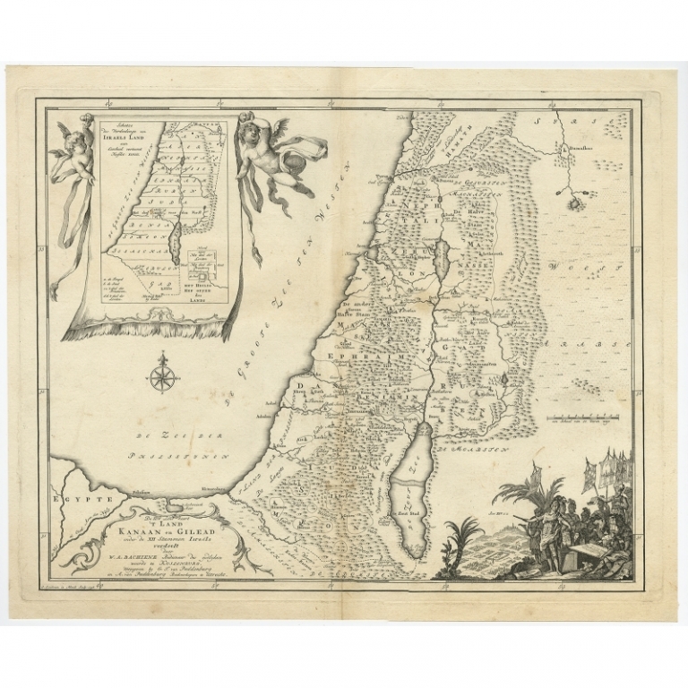 Antique Map of Biblical Palestine by Lindeman (1758)