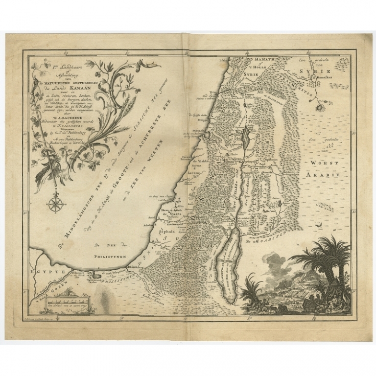 Antique Map of the Biblical Land of Canaan by Lindeman (c.1758)