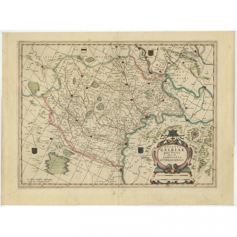 Antique Map of the region of Zutphen by Janssonius (c.1680)