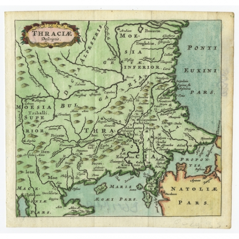 Antique Map of Thrace by Cluver (1685)