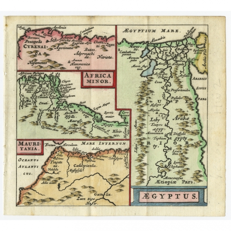 Antique Map of North Africa by Bertius (1672)