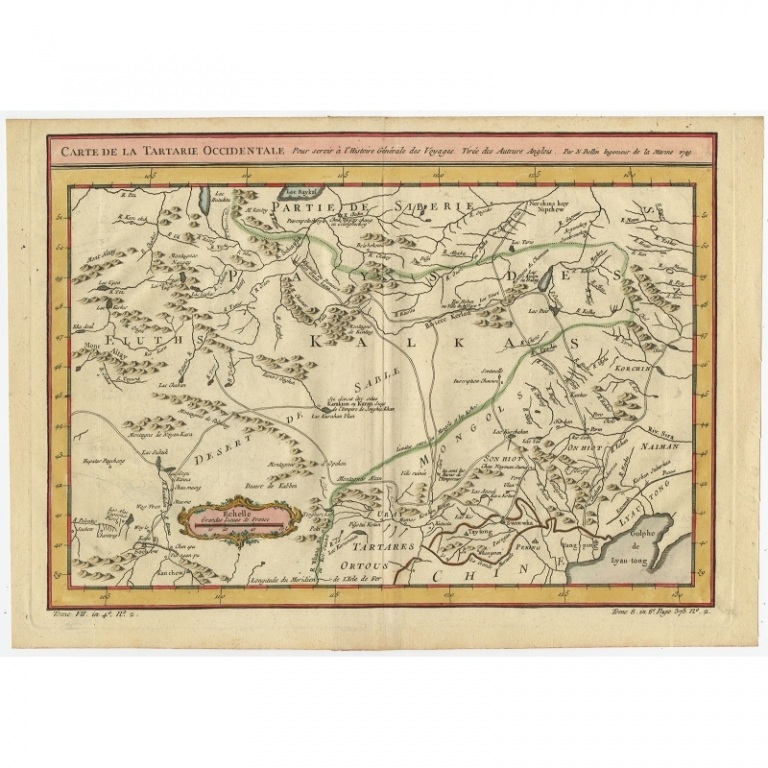 Antique Map of Western Tartary by Bellin (1749)