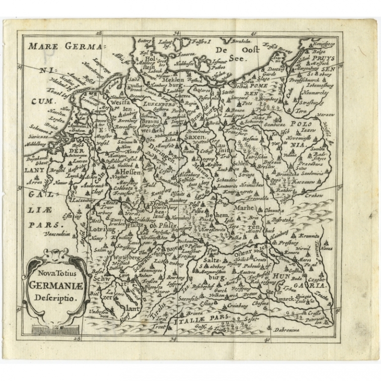 Antique Map of Germany by Cluver (1685)