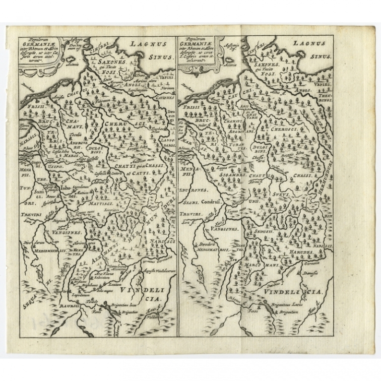 Antique Map of the Region between the Rhine and Elbe River by Cluver (1685)