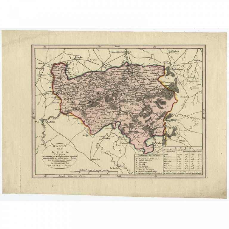Antique Map of the region of Luik by Veelwaard (c.1840)