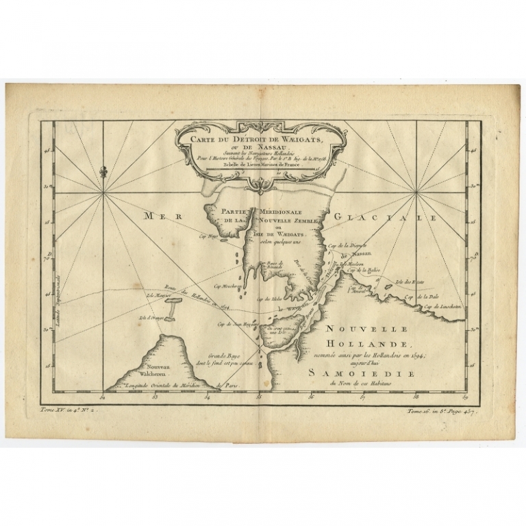 Antique Map of Novaya Zemlya and Pechorskaya Guba by Bellin (1758)