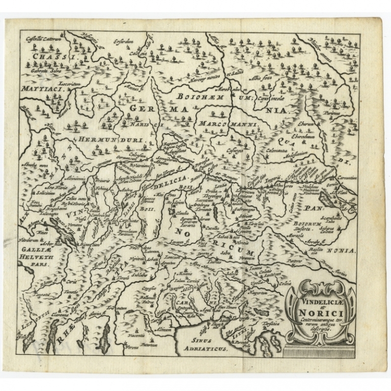 Antique Map of Southern Germany and Switzerland by Cluver (1685)