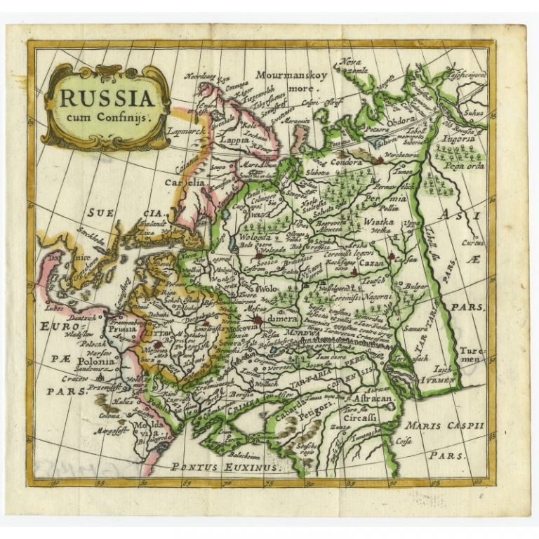 Antique Map of Russia by Cluver (1685)